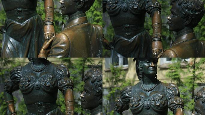 铜质情侣雕塑
