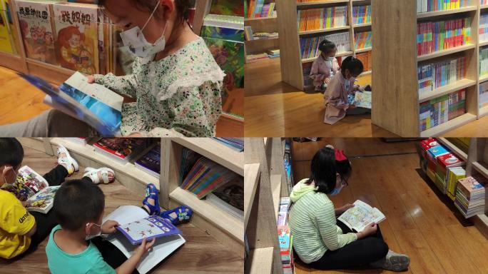 书店看书小女孩看书