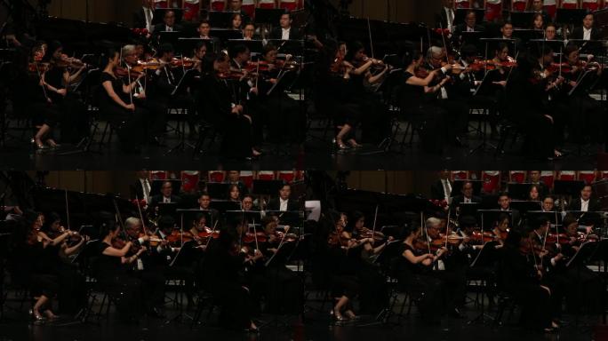 音乐会乐队小提琴大提琴演奏实拍原素材