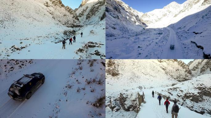 雪山 户外徒步登山 乌鲁木齐雪山雪景