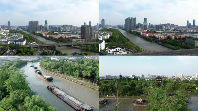 4K航拍京杭大运河苏州枫桥段