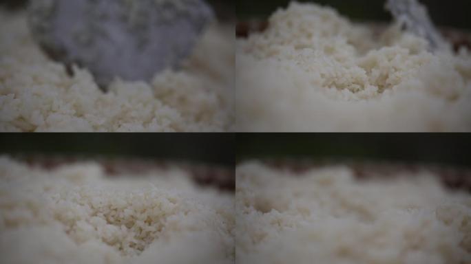 蒸米饭摊凉糯米饭酿酒制作豆糕米糕