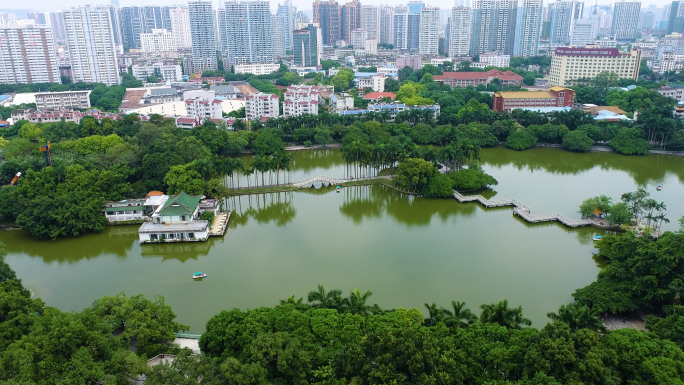 南宁人民公园航拍公园园林城市绿化绿城