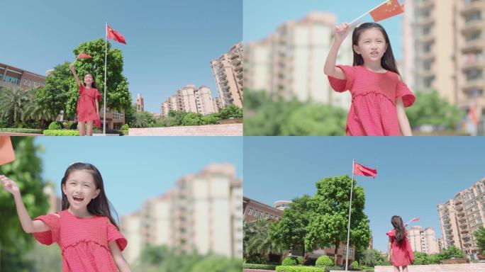 【4K】小女孩国旗下唱歌