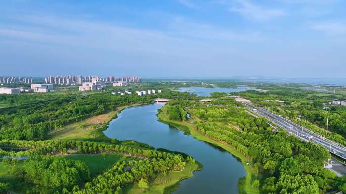 合肥巢湖岸边塘西河公园方兴湖公园巢湖大道