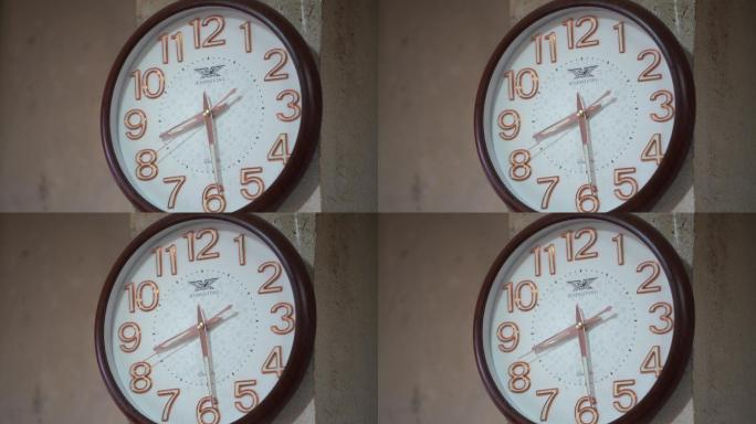 墙上时钟钟头特写时间时针分针