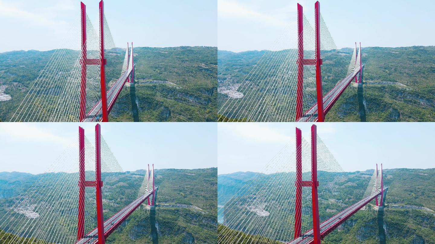 大气跨河大桥航拍贵州桥梁视频桥梁博物馆