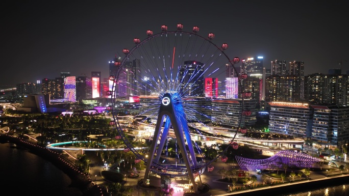 深圳浪漫夜景：前海欢乐港湾湾区之光摩天轮