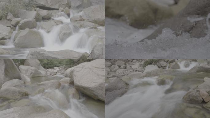 高速4k灰调花果山瀑布泉水