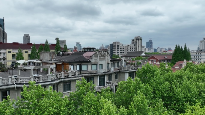 黑石公寓 上海航拍  老洋房 城市