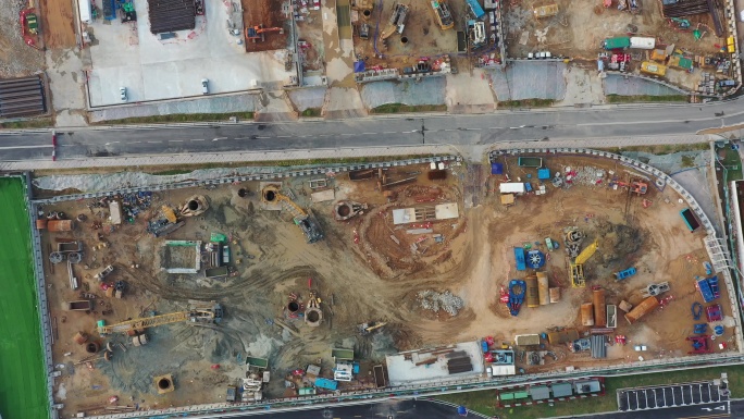 香港河套地区落马洲方舱建设4k航拍