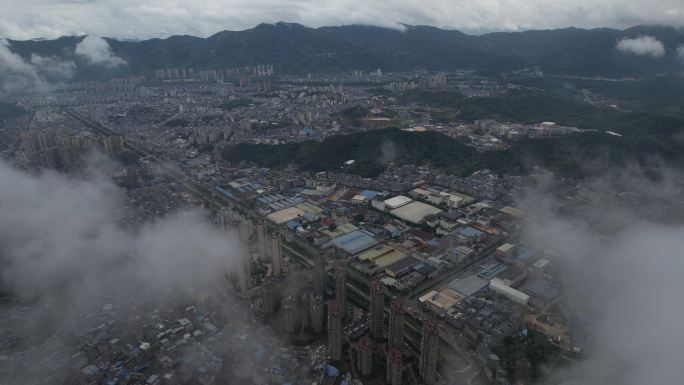 福建宁德福安城区航拍源素材