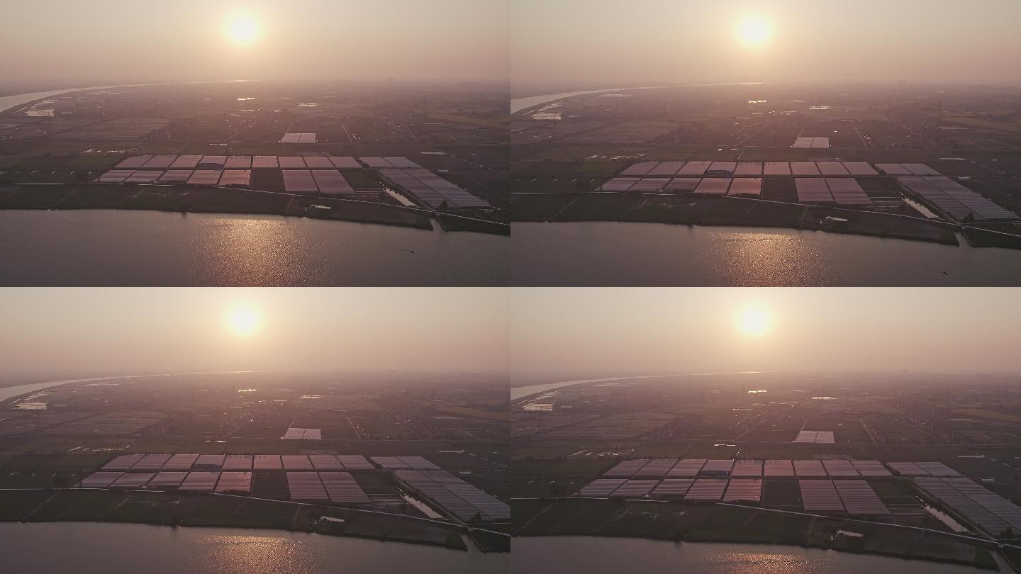 日落黄昏大型农场自然风景