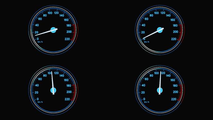 4K蓝色科技汽车速度仪表盘通道