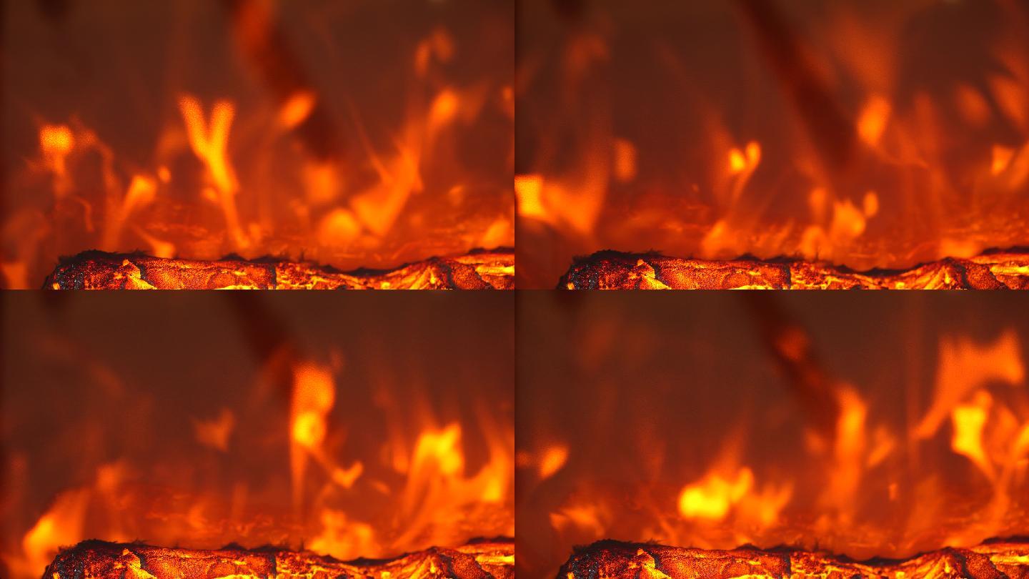 4k火焰燃烧 壁炉红色温暖