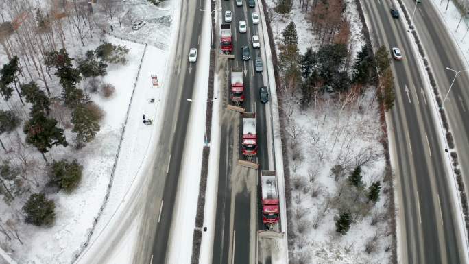 航拍长春市清雪车