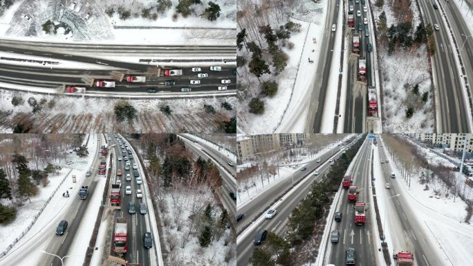 航拍长春市清雪车