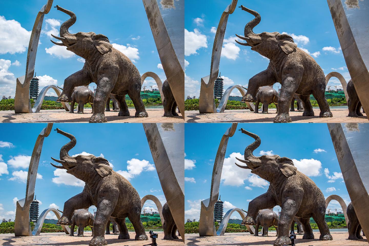南宁五象湖公园大象雕像延时摄影