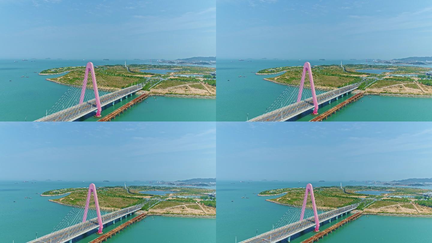 航拍漳州港双鱼岛海岸线美景