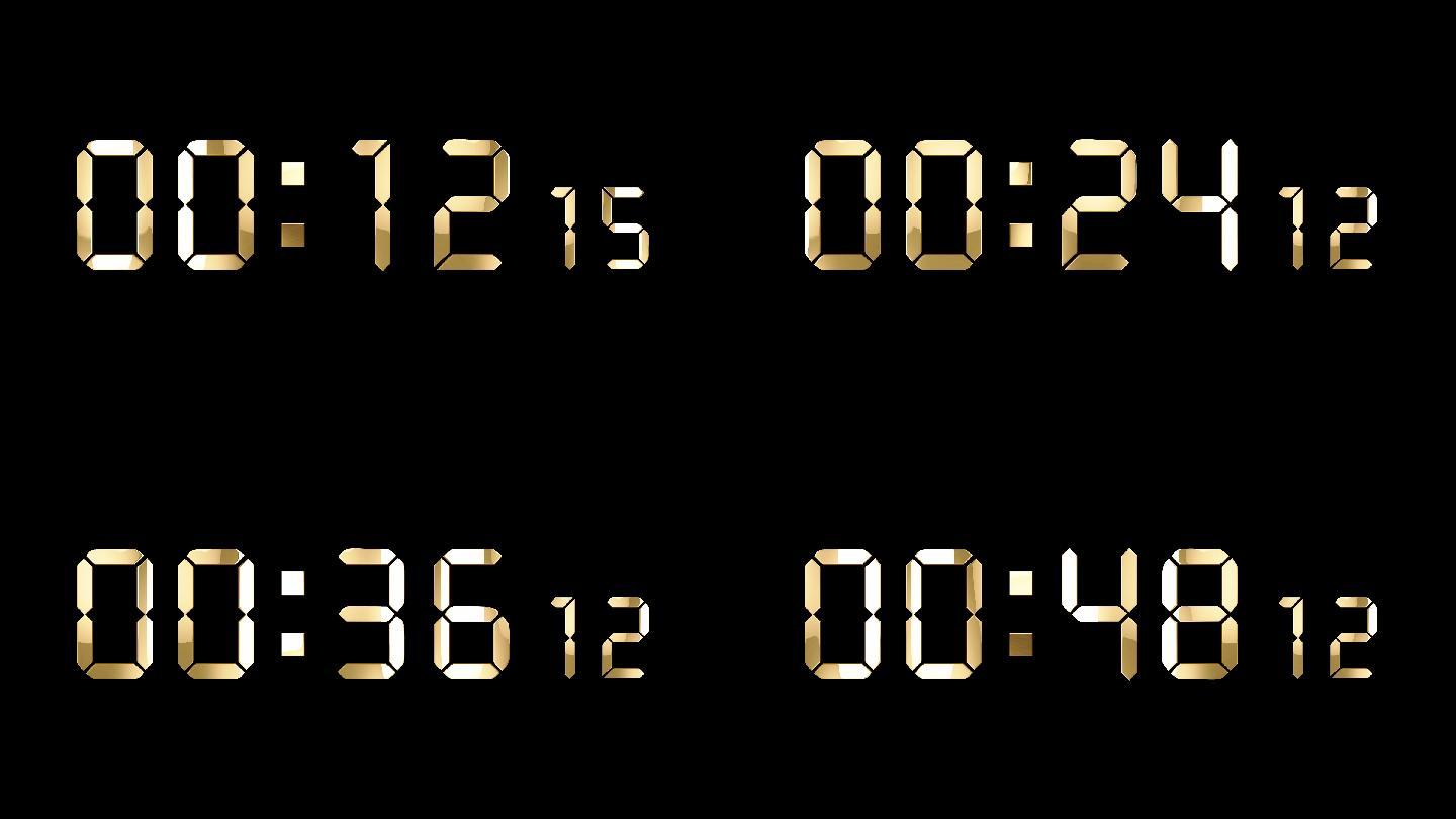 4K金色液晶数字顺数1分钟精确毫秒 2