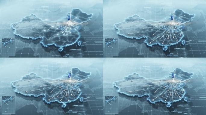 灰色调科技感中国地图辐射