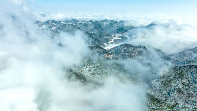 【正版原创实拍】湖北雪山雾凇平流雾航拍