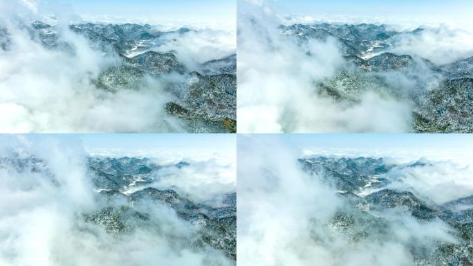 【正版原创实拍】湖北雪山雾凇平流雾航拍