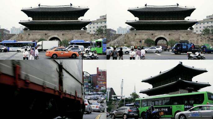 韩国 首尔 古迹 崇礼门 城市街景