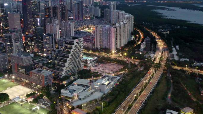 滨河大道京港澳高速夜景航拍