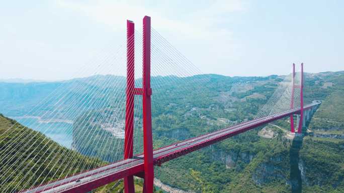 航拍中国桥梁跨河大桥高速桥梁建设贵州大桥
