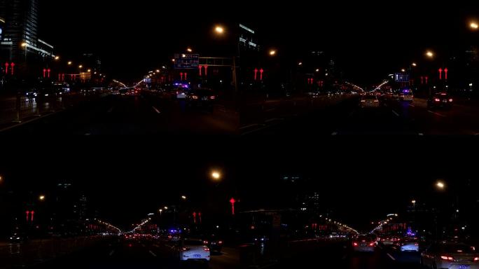 车辆行驶 夜晚 北京 长安街  城市车流