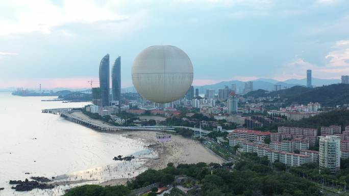 厦门环岛路氦气球 热气球 双子塔 4K