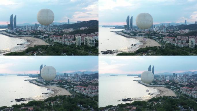 厦门环岛路氦气球 热气球 双子塔 4K