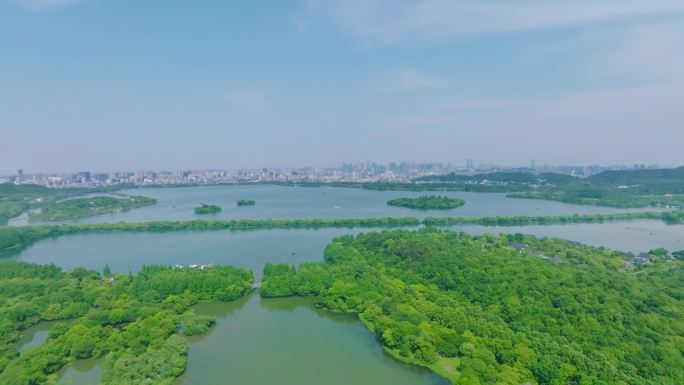 航拍浙江杭州西湖大全景