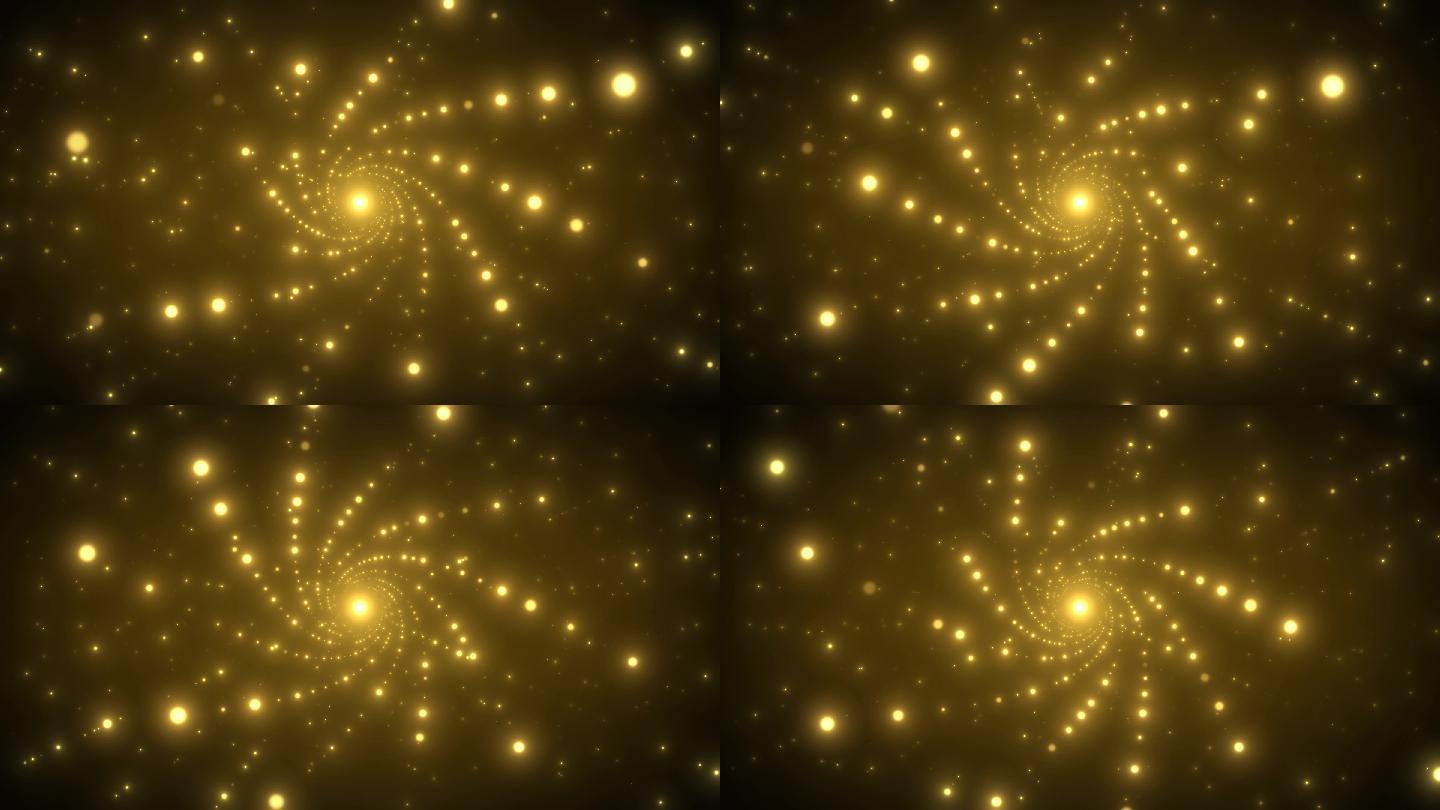 4K金色螺旋粒子隧道粒子冲屏背景无缝循环