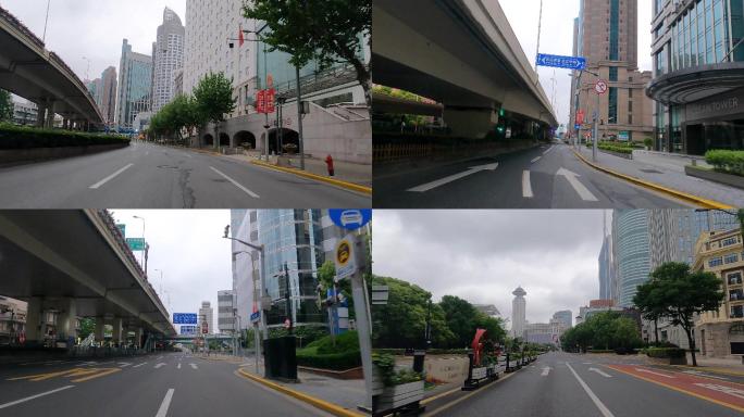 上海封城中的空旷街道建筑