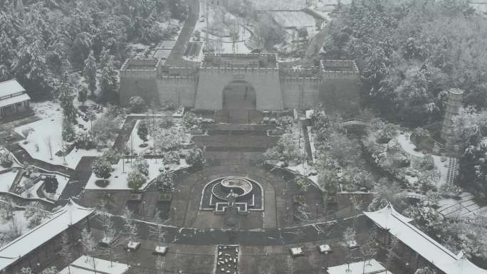 贵州思南郝家湾景区雪景航拍