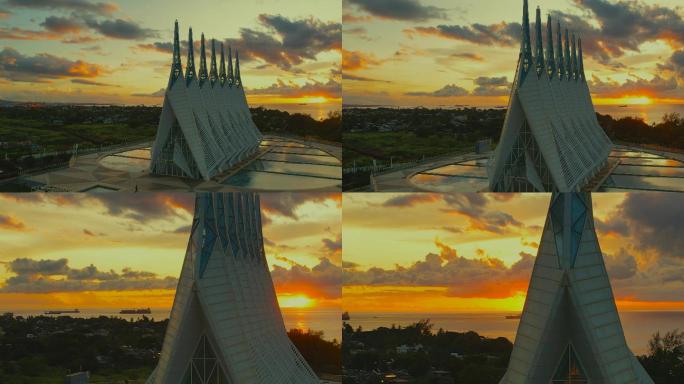 夕阳下的毛里求斯地标性建筑物