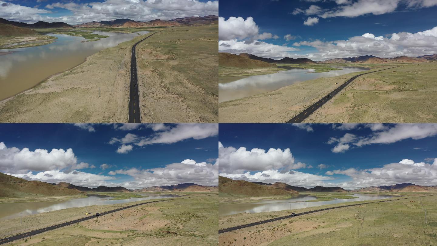 西藏G219新藏线汽车公路旅行风光航拍
