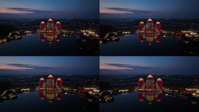 4K正版-航拍赣州城市客厅酒店景观湖夜景
