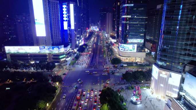 广州天河路万菱汇夜景航拍