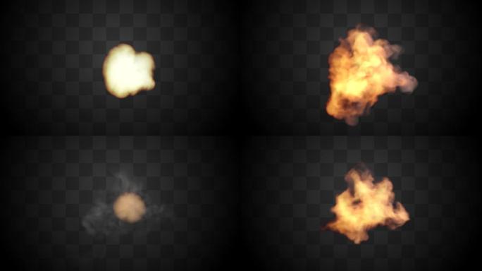【通道】粒子黄色火焰扩散爆炸特效素材