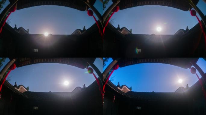 【正版原创实拍】古建筑夜景月光延时实拍