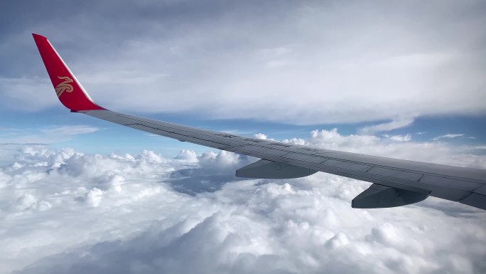 4k中国民航客机天空俯拍大地视角视频