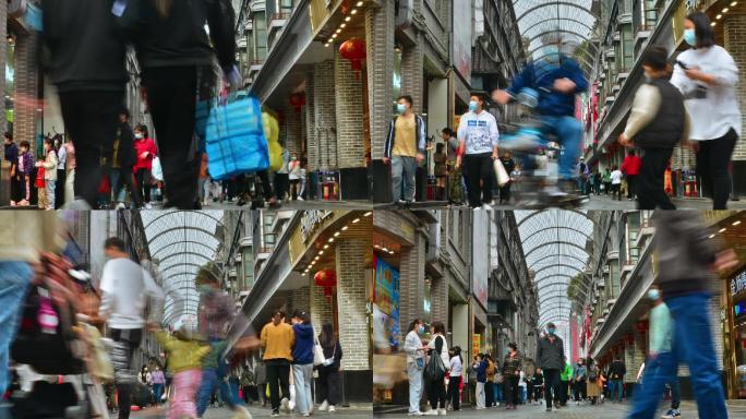 深圳东门步行街商业街热闹人群