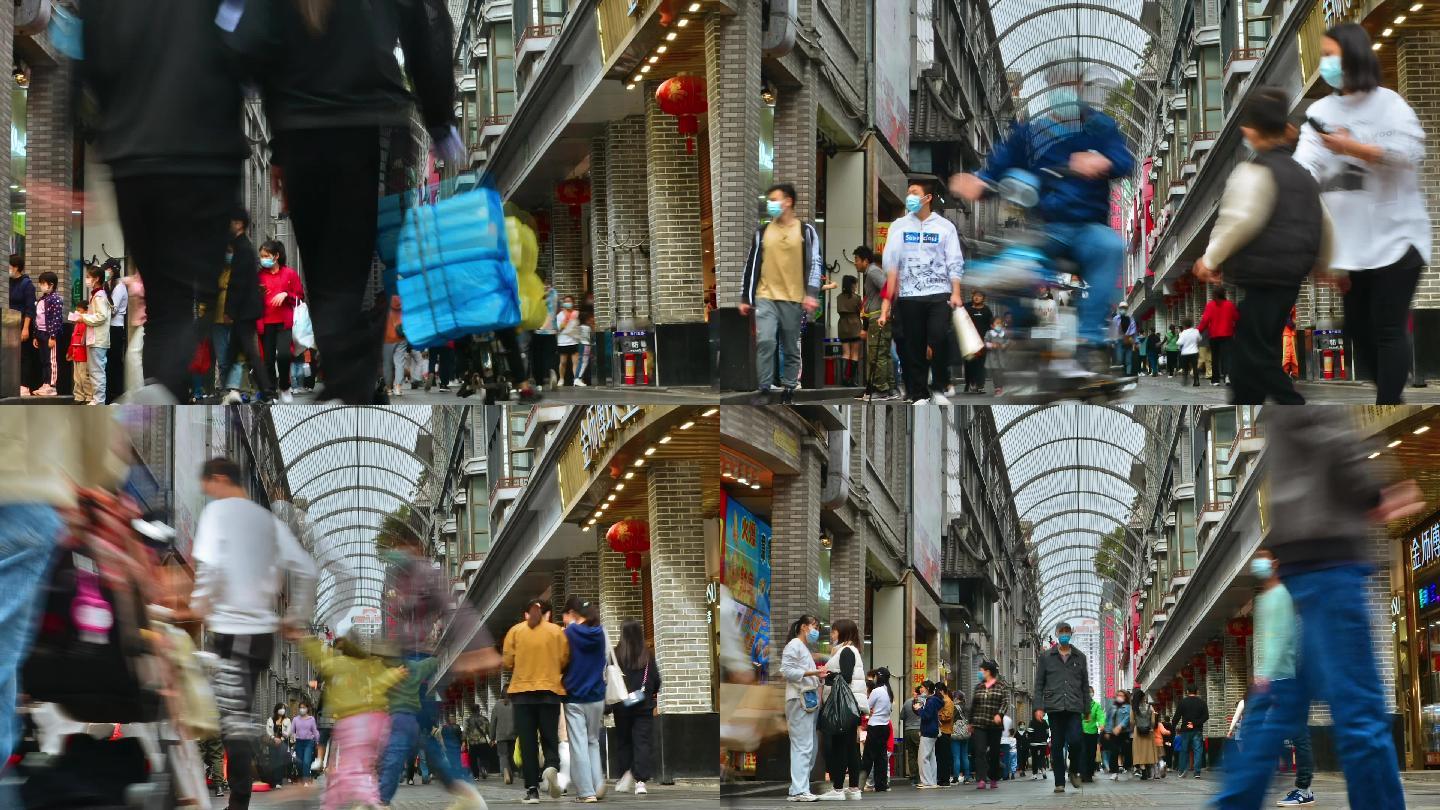 深圳东门步行街商业街热闹人群