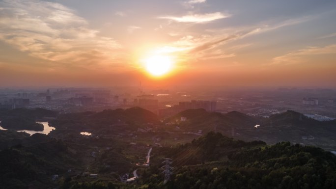 龙泉山看城市全景夕阳