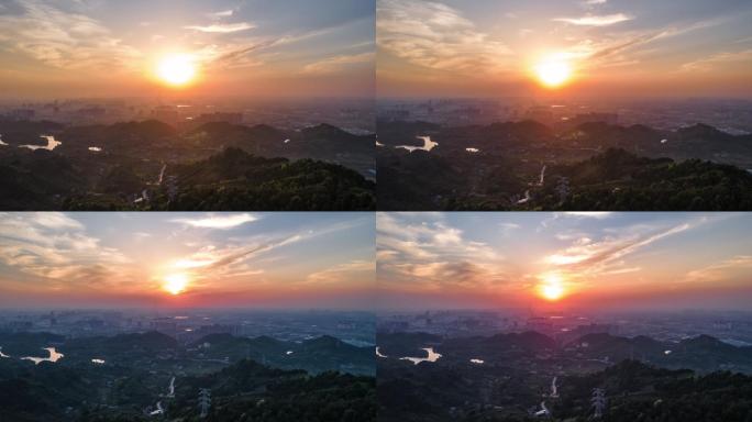 龙泉山看城市全景夕阳