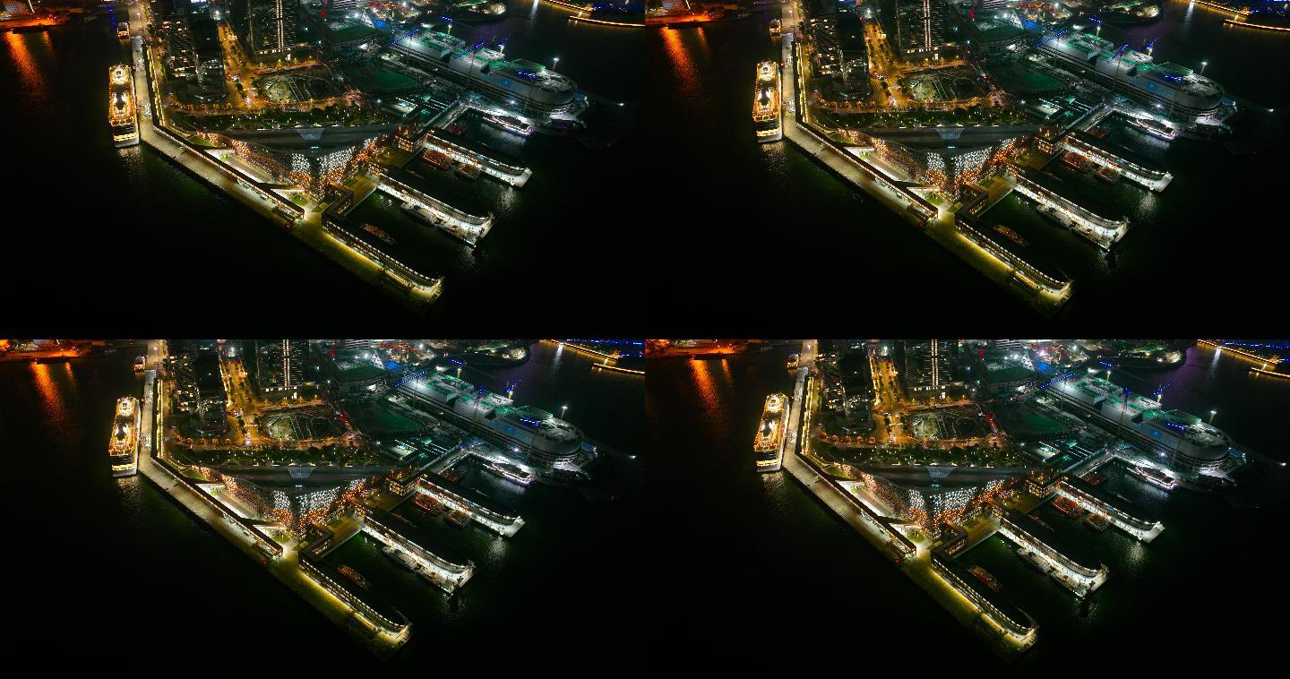 【正版5K素材】深圳蛇口邮轮中心夜景航拍