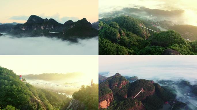 广东越王山景区航拍云海日出大气磅礴